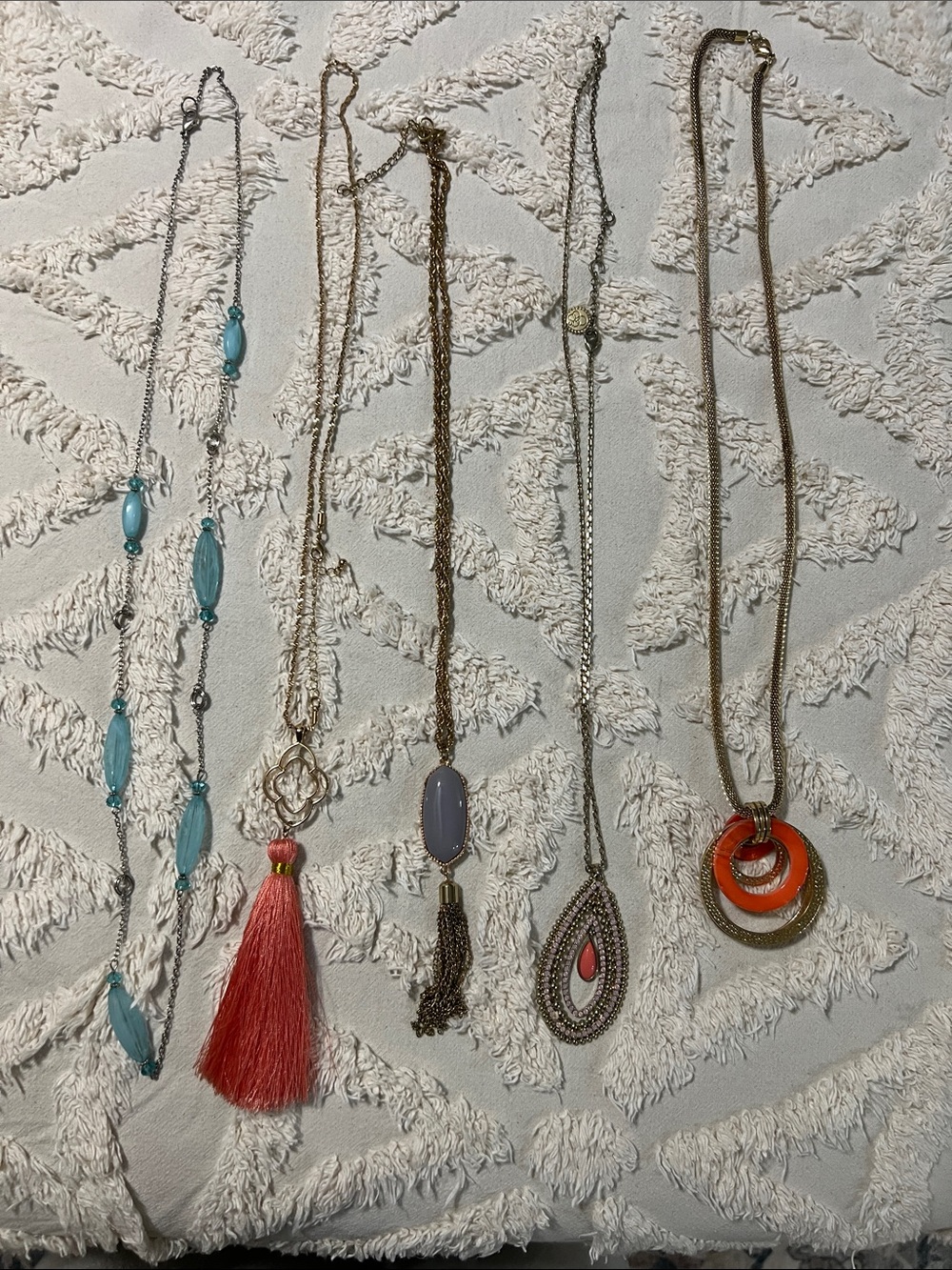 Mixed Women’s Necklace Set - Blue, Coral, Lavender, Orange, Gold Accents